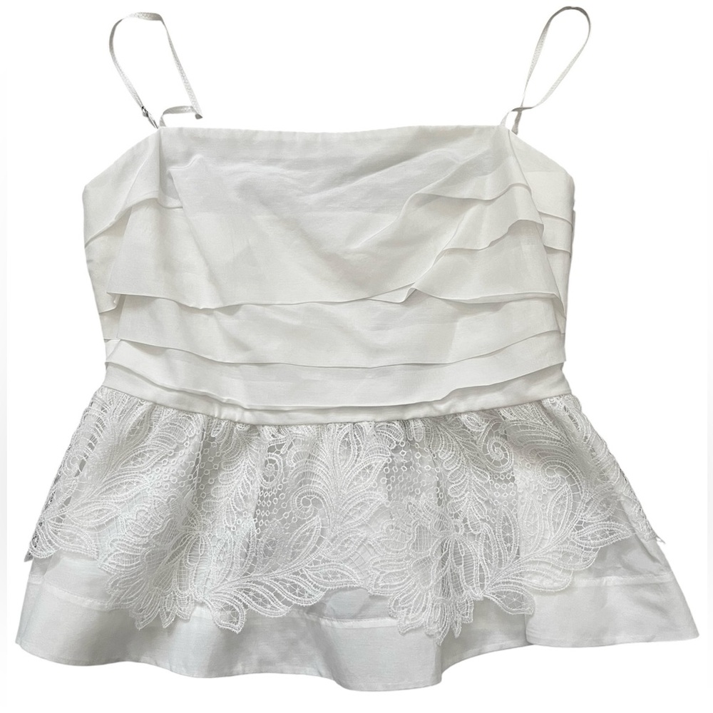 Ungaro Pia blouse White Lace Peplum Top size small